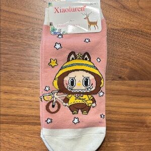 Pink Cartoon Character Socks